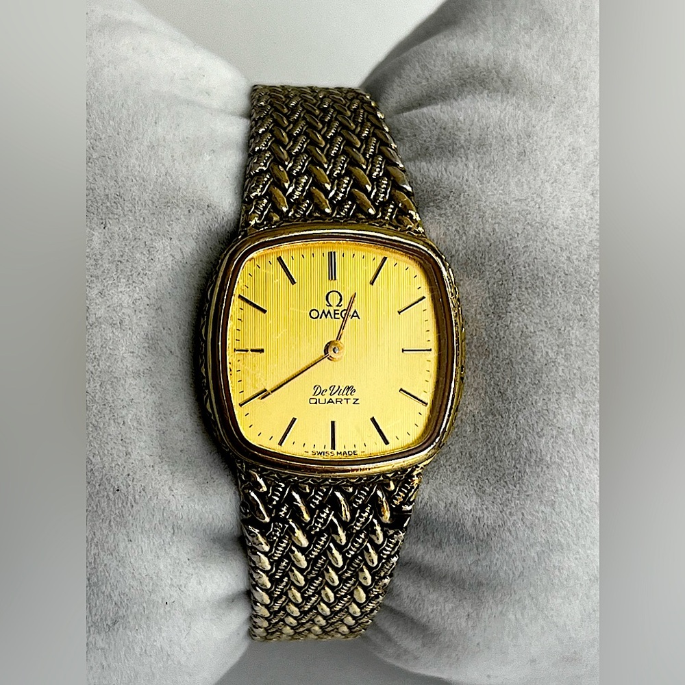 Omega DeVille Quartz made of SOLID 0925 STERLING SILVER and gold plated